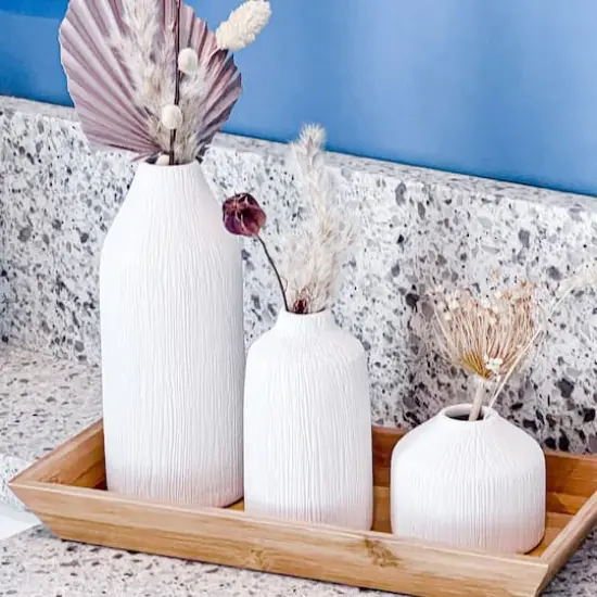 Kate Aspen&reg; White Boho Ceramic Bud Vase Set {3}