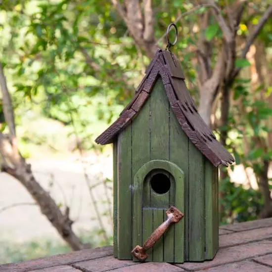 Glitzhome&reg; 11.61" Distressed Wooden Birdhouse {6}