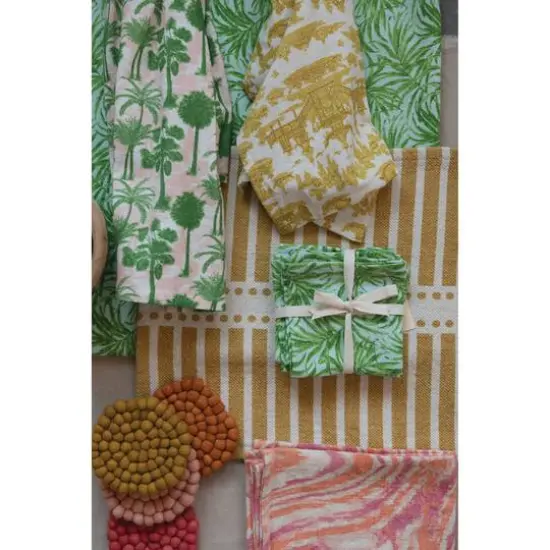 Hello Honey® Pink Tones Handmade Wool Felt Ball Coaster Set {5}