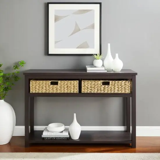 Walker Edison Espresso Mission Storage Entry Table  {4}