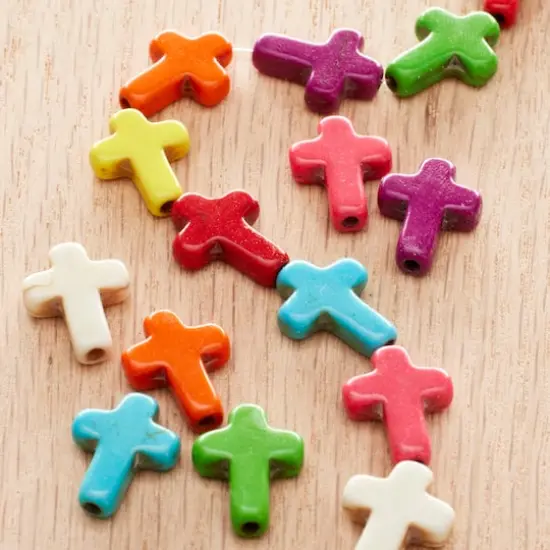 Multicolor Reconstituted Stone Cross Beads, 15mm by Bead Landing&trade; {3}