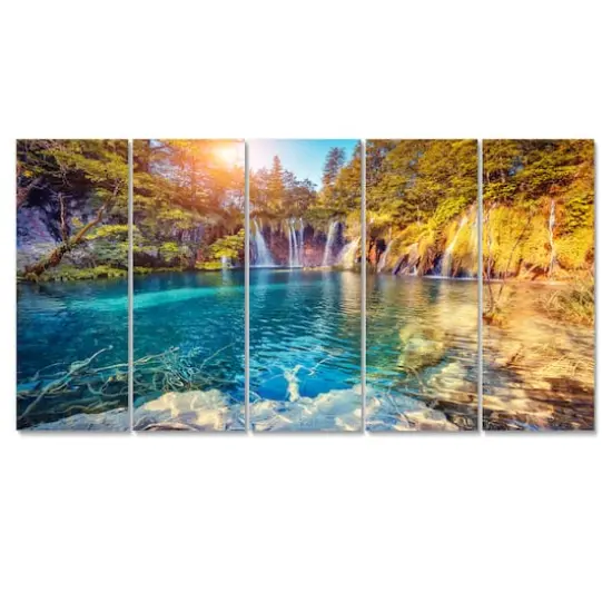 Designart - Turquoise Water and Sunny Beams - Landscape Photography Canvas Print {1}
