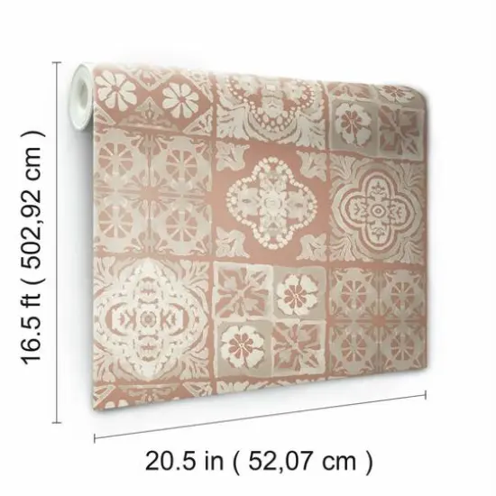 RoomMates Marrakesh Tile Peel & Stick Wallpaper Clay/Gray {8}