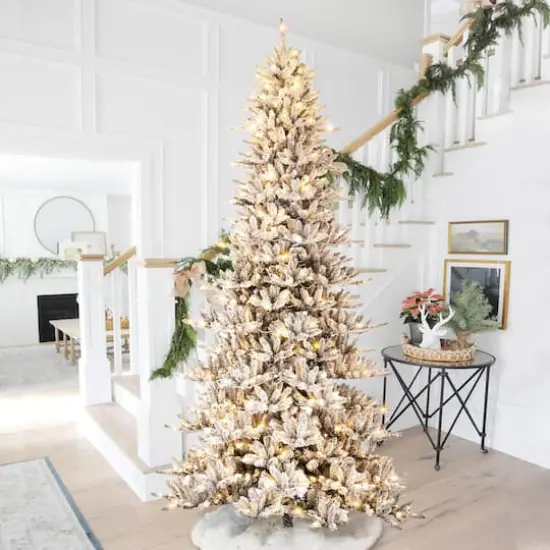 11ft. Pre-Lit Flocked Fir Artificial Christmas Tree, Warm White Lights {3}
