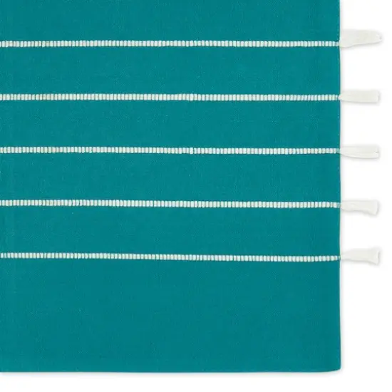 DII&reg; Stripe Tassel Placemats, 4ct. Teal/Off-White {4}