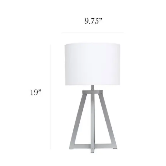 Simple Designs 19" Interlocked Triangular Table Lamp with White Shade Gray and White {4}