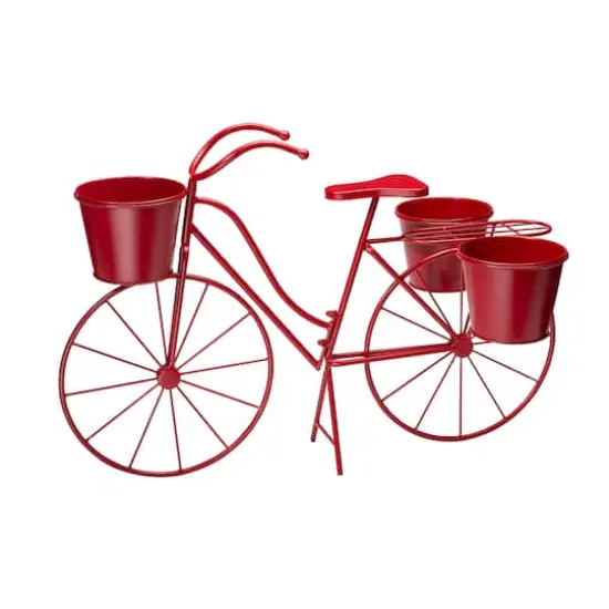 Glitzhome&reg; 2.5ft Red Metal Bicycle Plant Stand {1}