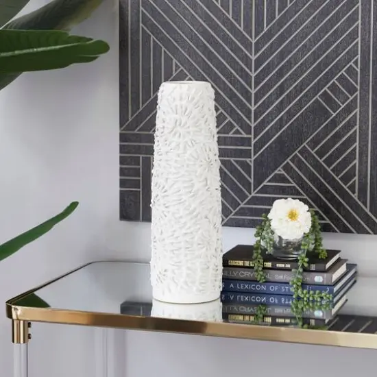 White Ceramic Contemporary Vase, 17" x 6" x 6" {8}