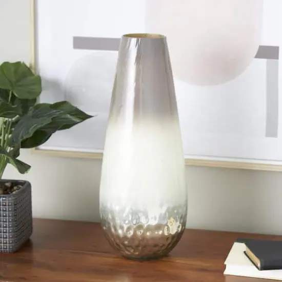 17" Brown Spotted Glass Ombre Vase {3}