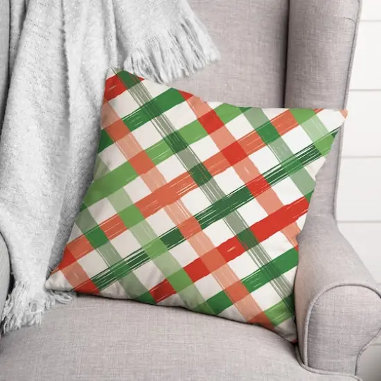 Cheery Christmas Check Throw Pillow {3}