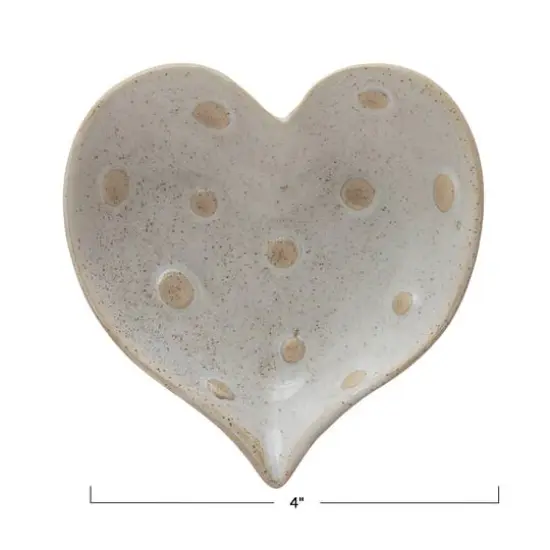 Hello Honey&reg; 4" Dotted Cream Reactive Glaze Stoneware Heart Dishes, 12ct. {1}