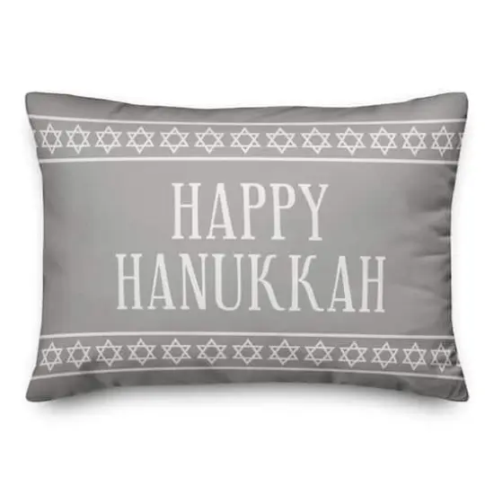 Gray Happy Hanukkah 14x20 Spun Poly Pillow {1}