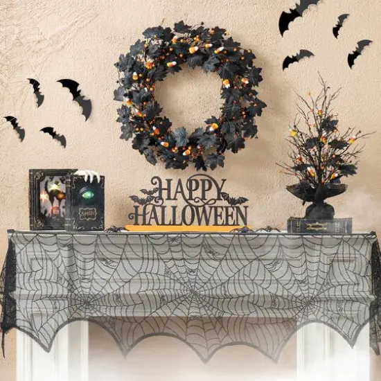 Glitzhome&reg; 24" Halloween Candy Corn Berries Wreath {3}