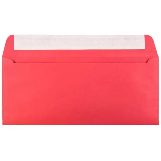 JAM Paper 4" x 9.5" Red Recycled Business Peel & Seal Envelopes, Bulk {1}