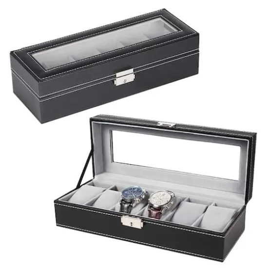 Obsidian Black Hexa Leather Watch Box {4}