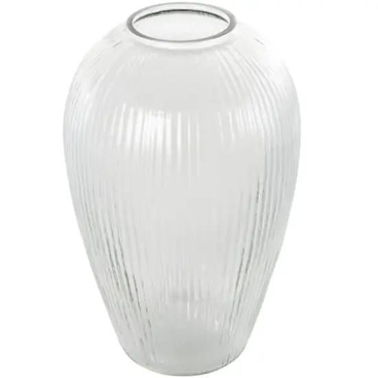 14" Clear Ribbed Glass Vase {1}