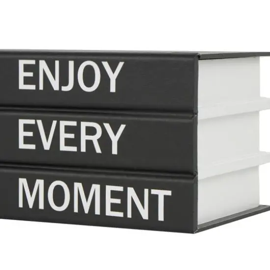 Enjoy Every Moment Canvas Storage Book Box Set Black {10}