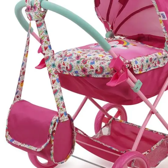 509 Crew Baby Alive Pink and Rainbow Deluxe Classic Doll Pram {8}
