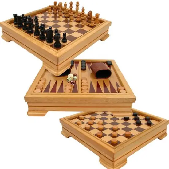 Toy Time 7-in-1 Deluxe Wood Board Game Set {4}