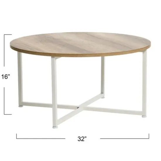 Household Essentials 31.5" Jamestown Round Coffee Table Coastal Oak {5}