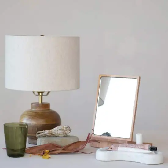 Hello Honey&reg; 9.75" Natural Rubberwood Reflections Desk Mirror {3}