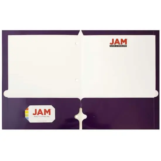 JAM Paper Laminated 2-Pocket Glossy 3-Hole Punch School Folders, 6ct. Purple {3}
