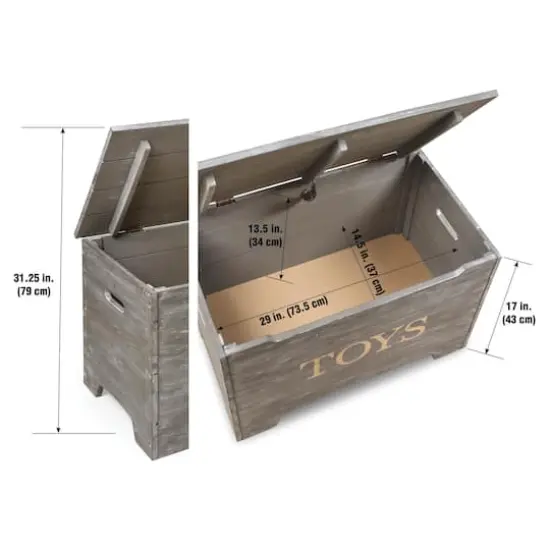Badger Basket Vintage Gray Solid Wood Rustic Toy Box {9}