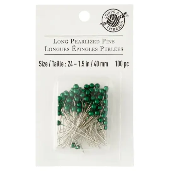 Loops & Threads&trade; Long Pearlized Pins Green {4}