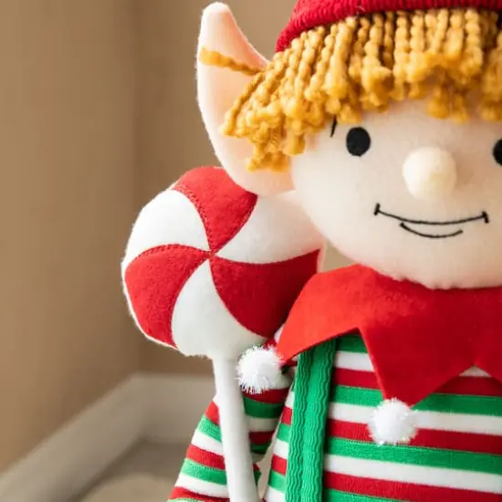 Glitzhome® 39" Telescopic Christmas Elf Boy Standing Décor {5}