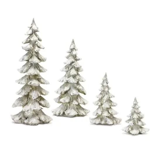 Snowy Silver Sculpted Holiday Tree Décor Set, 6.5", 9", 13.25" & 18" {1}