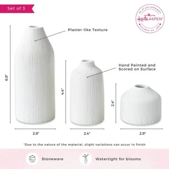 Kate Aspen&reg; White Boho Ceramic Bud Vase Set {7}