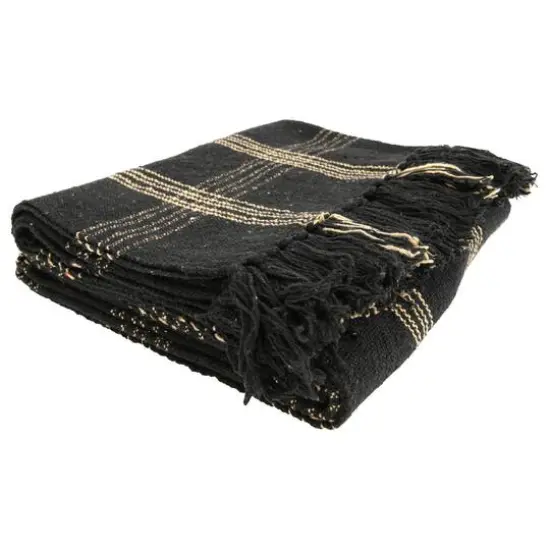 Hello Honey&reg; Plaid Black & Tan Fringed Throw {5}