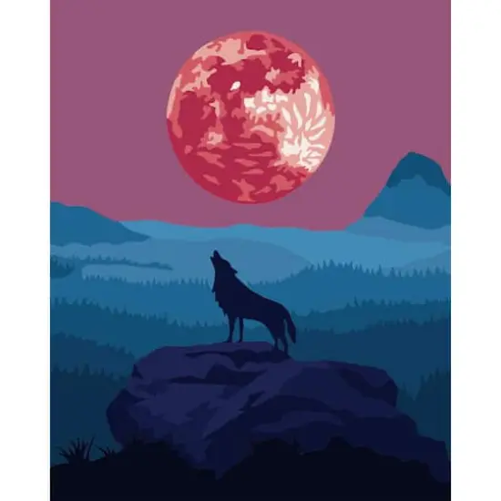 8" x 10" Howling Wolf Paint-by-Number Kit with Wood Display Hanger by Artist's Loft&reg; {1}