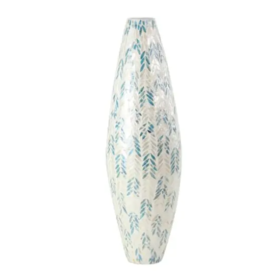 34" White Bamboo Coastal Vase {1}