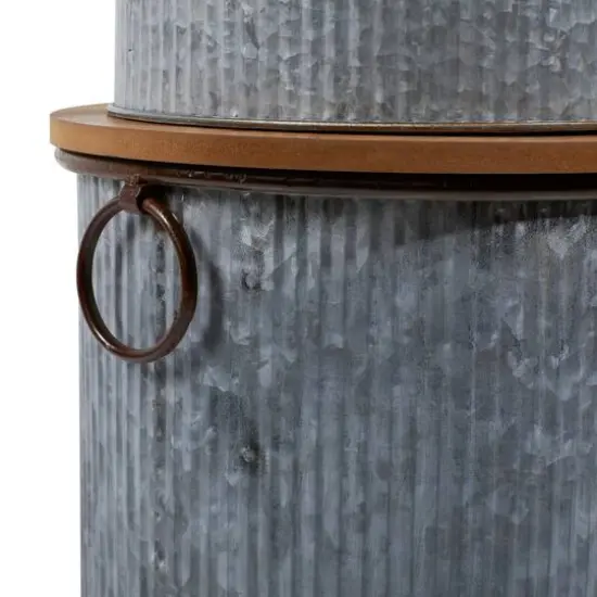 Set of 3 Brown Metal Farmhouse Storage Bench, 23", 48" {8}