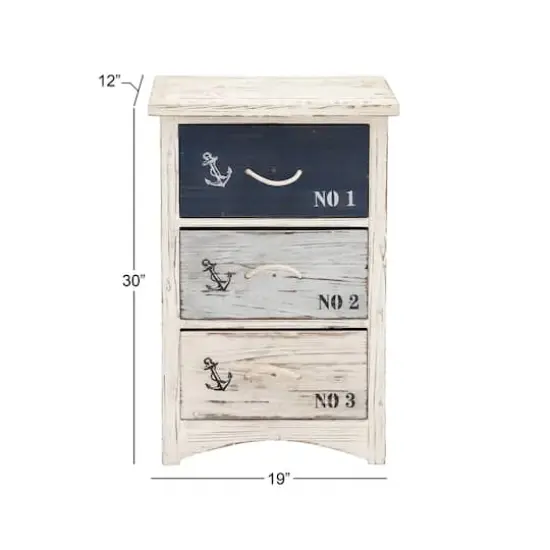 White Wood Coastal Chest, 30" x 19" x 12" {6}