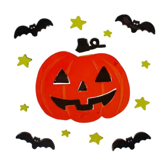Jack-O-Lantern & Bat Halloween Gel Window Clings {1}