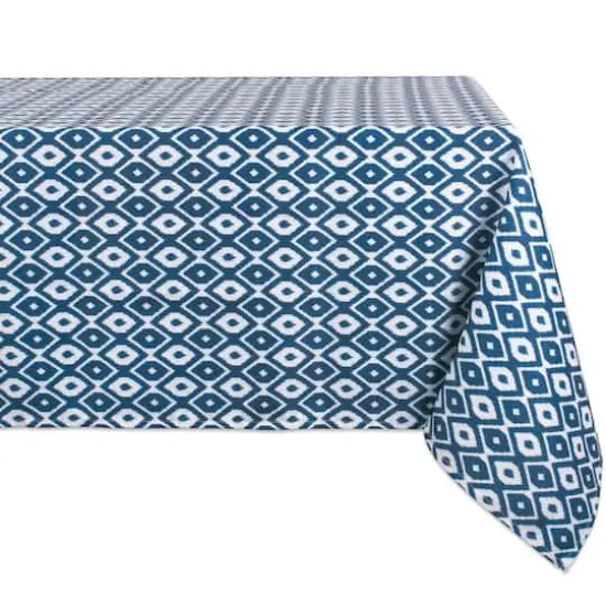 DII&reg; 120" Blue Ikat Outdoor Tablecloth {1}