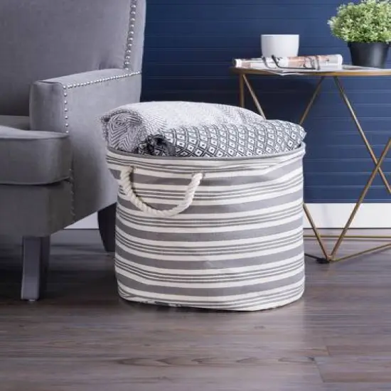 DII&reg; 17" Gray Urban Stripe Paper Bin {5}