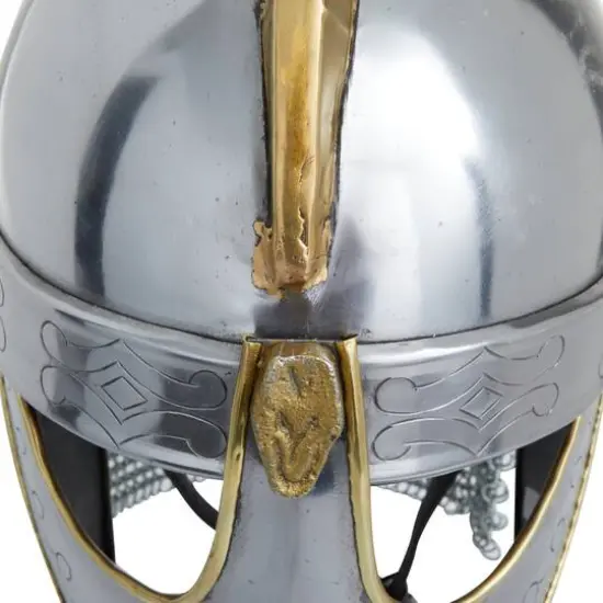 Silver Iron Vintage Helmet, 17" x 9" x 11" {6}