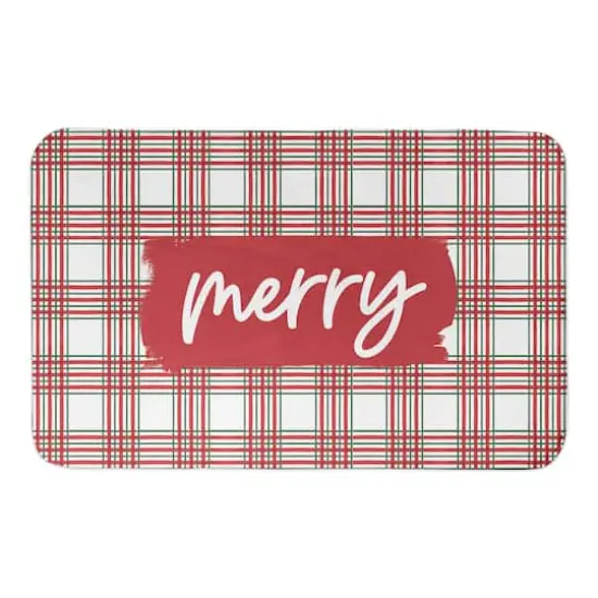 Merry Christmas Plaid Bath Mat {1}