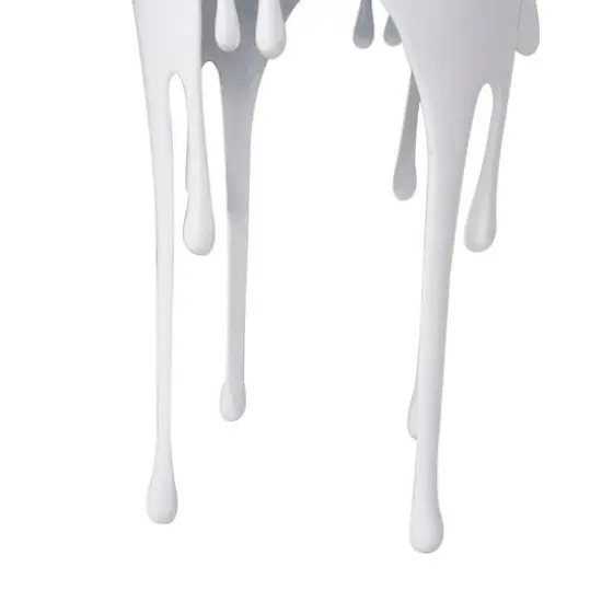 White Aluminum Drip Accent Table with Melting Designed Body {8}