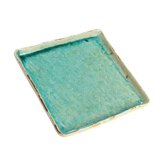 Hello Honey&reg; 11" Square Aqua Reactive Crackle Glaze Stoneware Serving Trays, 6ct. {4}