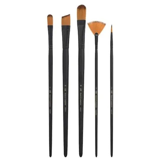 Royal & Langnickel® Essentials™ Acrylic Gold Taklon 5 Piece Brush Set {4}