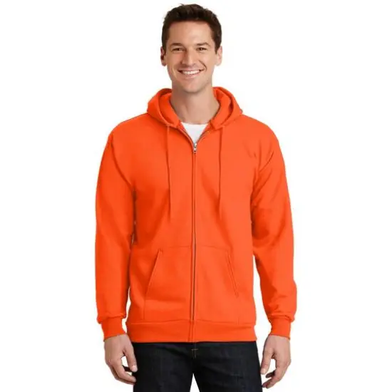 Port & Company® Essential Fleece Full-Zip Hooded Sweatshirt Safety Orange {3}