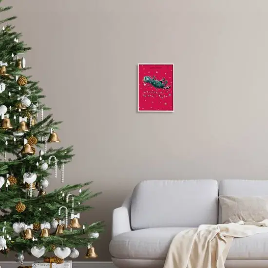 Stupell Industries Feline Festive Christmas Cat Black Framed Giclee Art White {3}