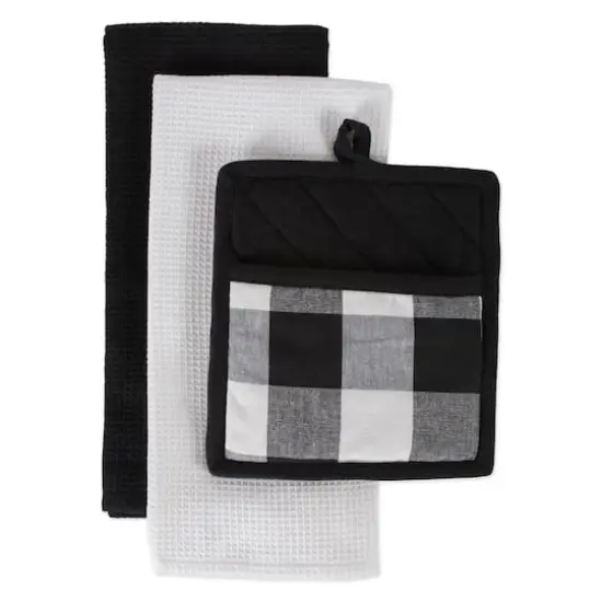 Black Buffalo Check Potholder & Dishtowel Kitchen Set {1}