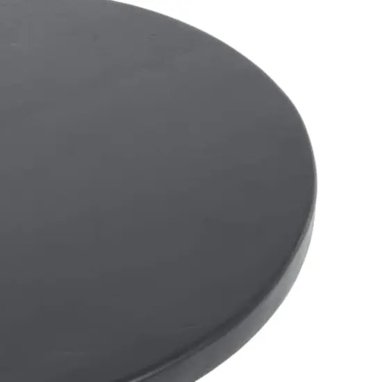 20.5" Black Wood Accent Table with Ivory Marble Base {5}