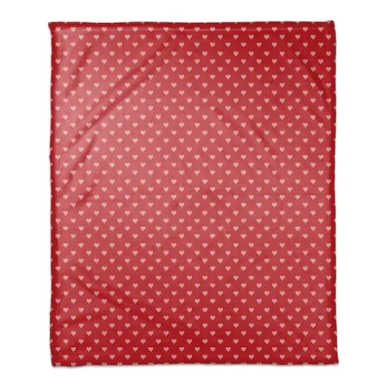 Pink & Red Hearts Pattern Coral Fleece Blanket {1}