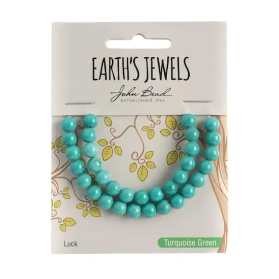 John Bead Earth's Jewels Natural Stone Round Beads, 6mm Green Turquoise {3}